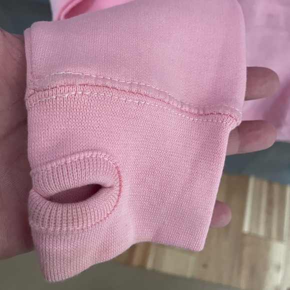 Pink preppy pullover hoodie zip up with navy anchor design girls size M 12/14 - Picture 5 of 6